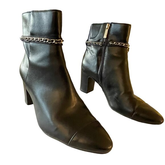 Anne Klein Suri Black Chain Ankle Boots Size 8.5 NEW - Picture 3 of 10